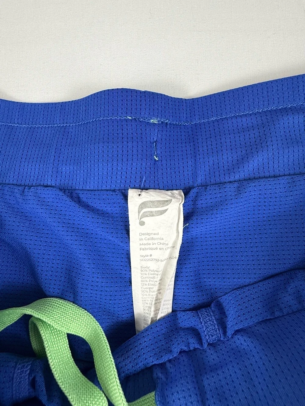 Fabletics Bright Blue Shorts with Lime Drawstring